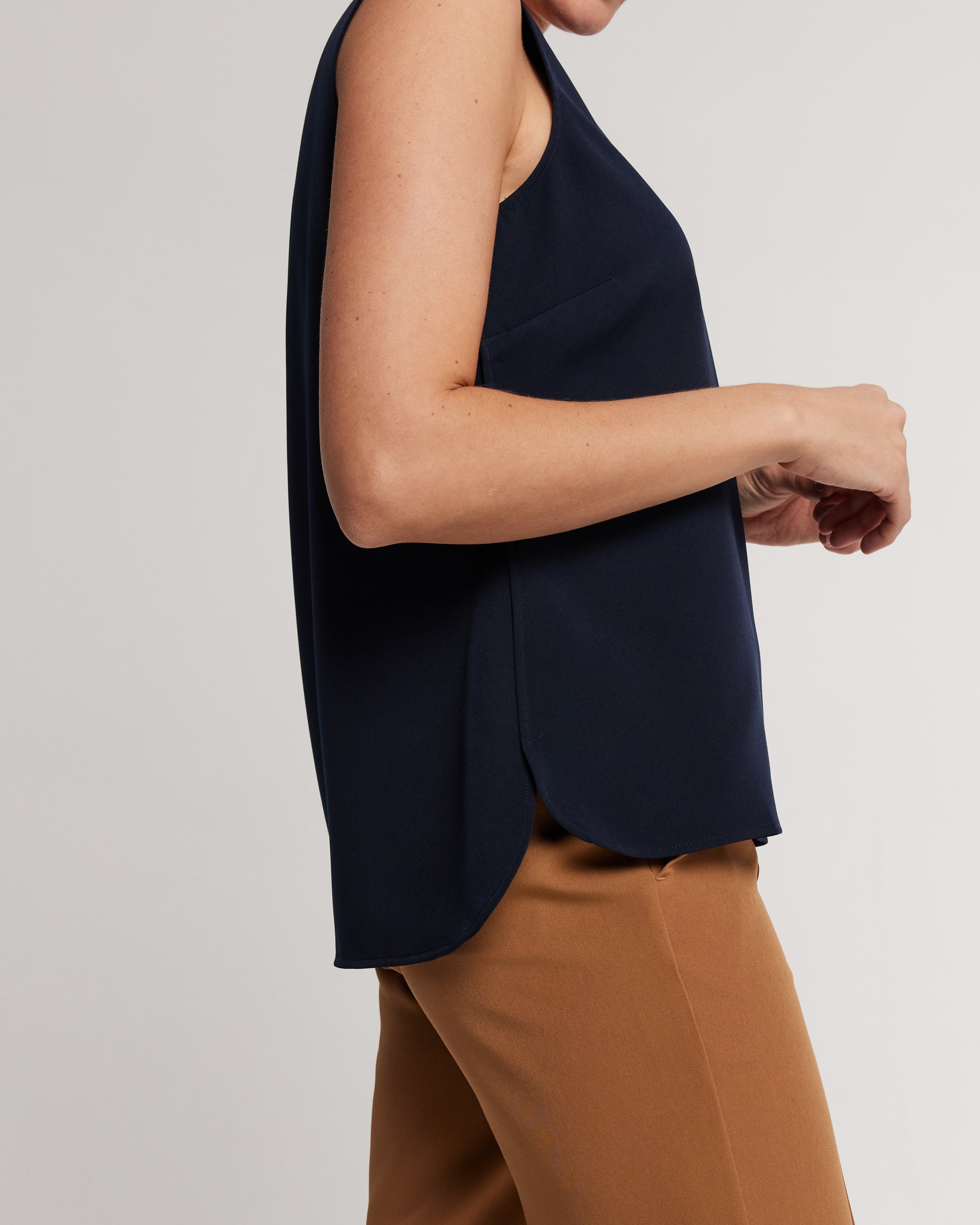 The High Neck Shell in Smart Crepe
