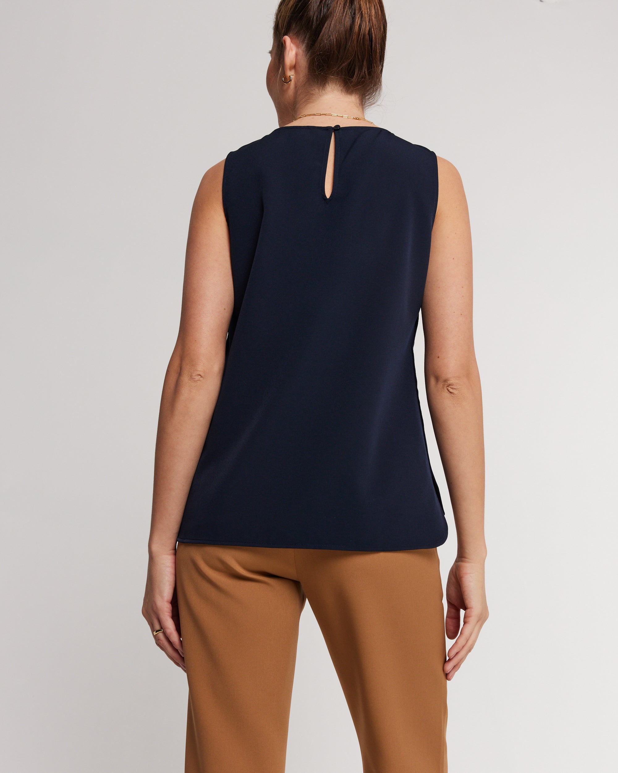 The High Neck Shell in Smart Crepe