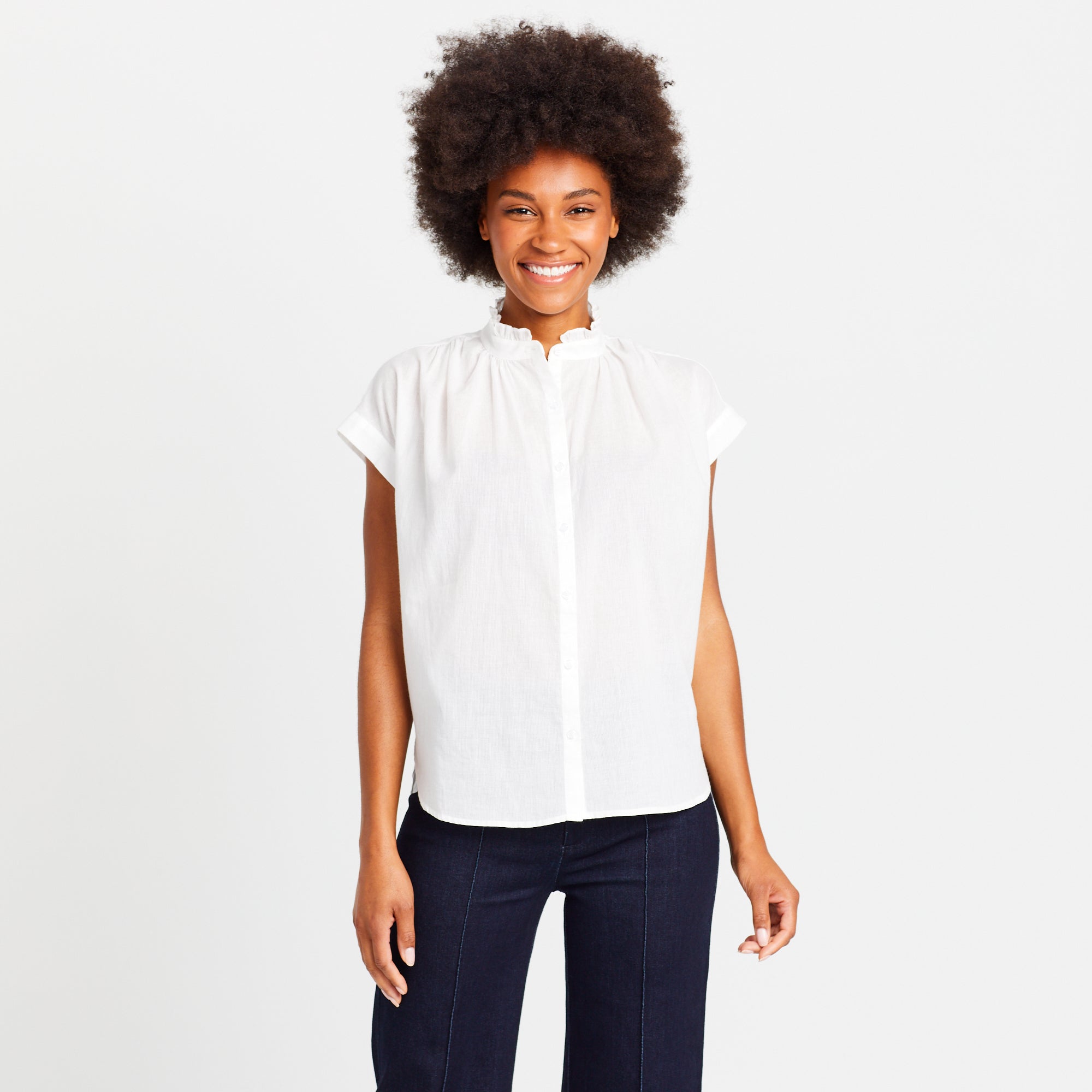 The Frill Top in White - Sale